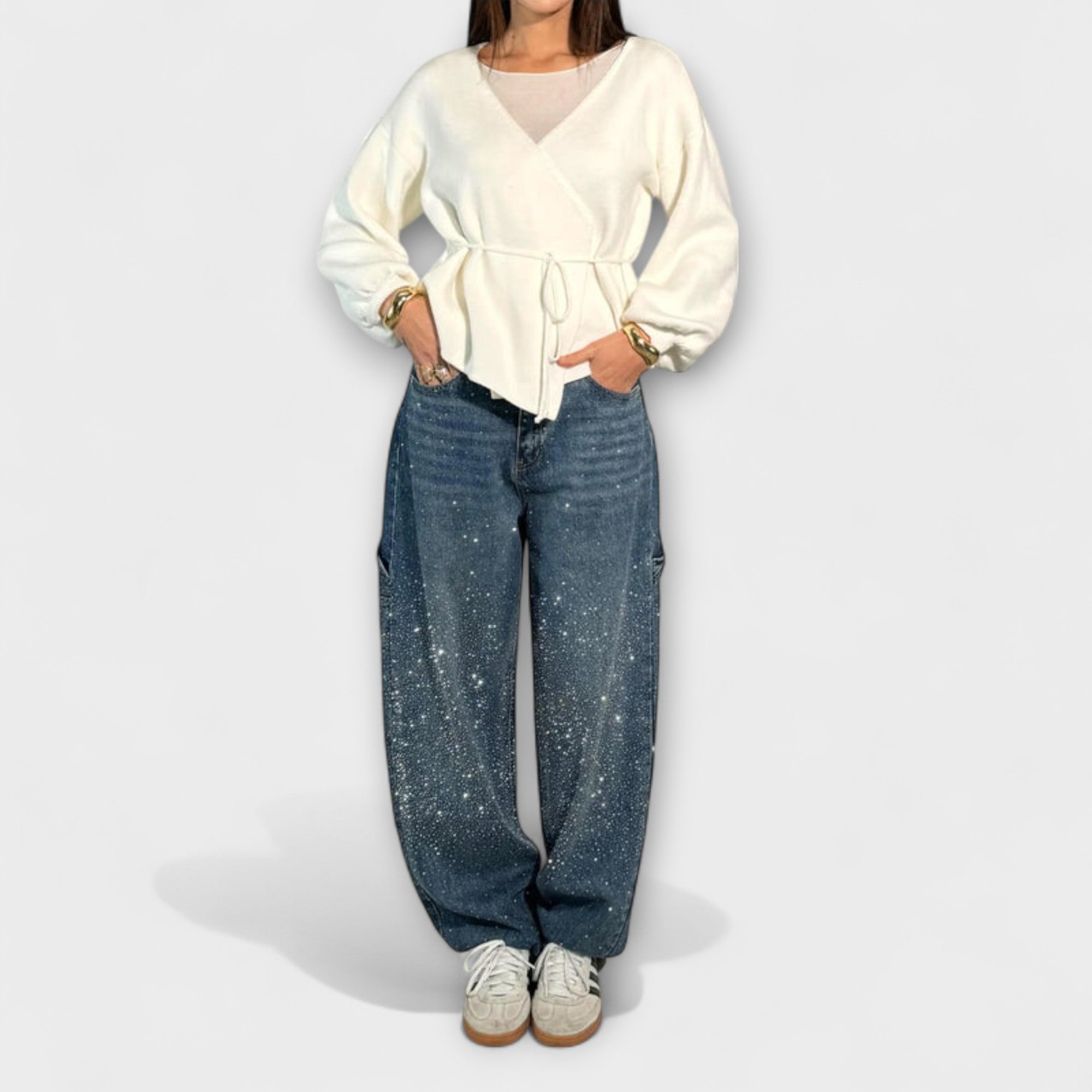 Fable - Shine Denim Jeans in Balloon Carpenter Style