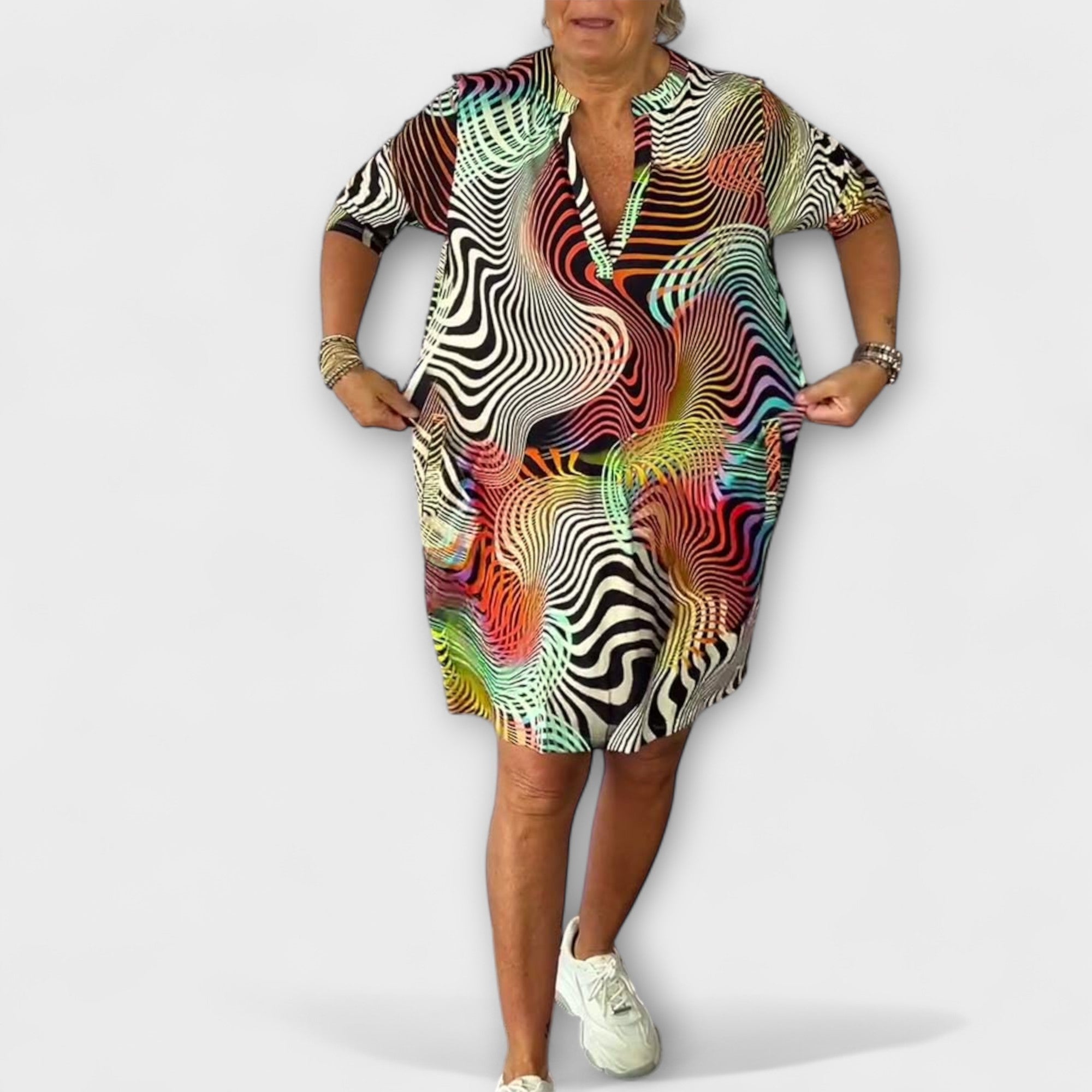 Liora - Colorful V-neck dress