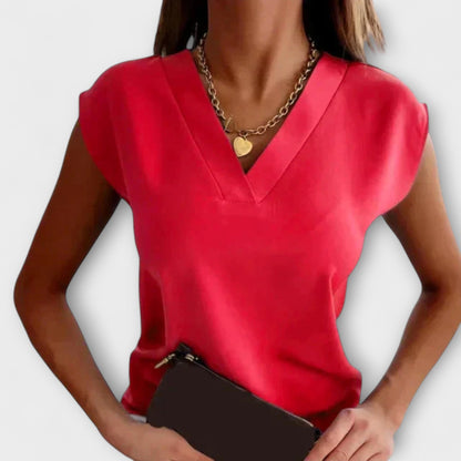 Women's V-Neck Summer Top with Loose Sleeves