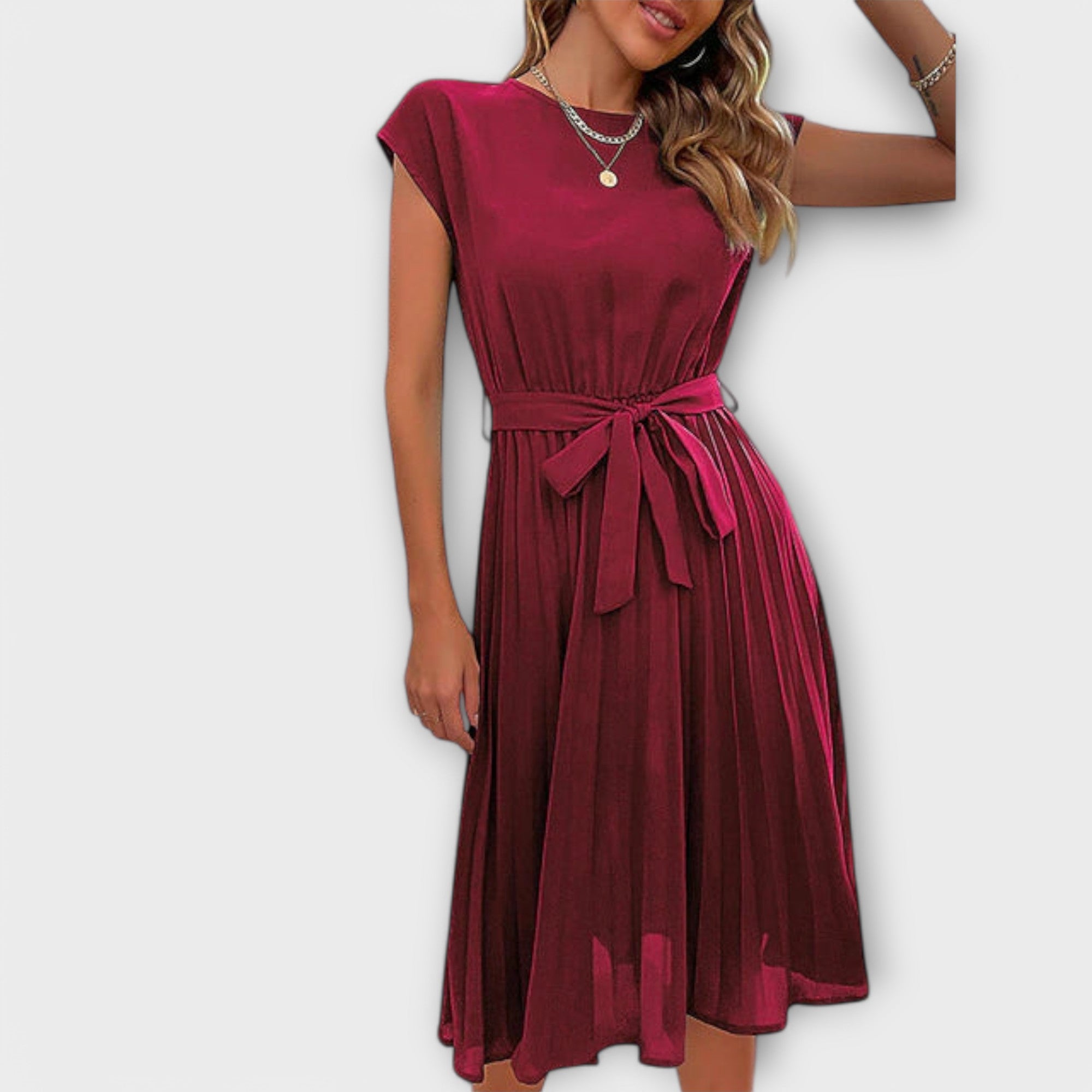 Claire - Short sleeves, pleated, casual mini dress