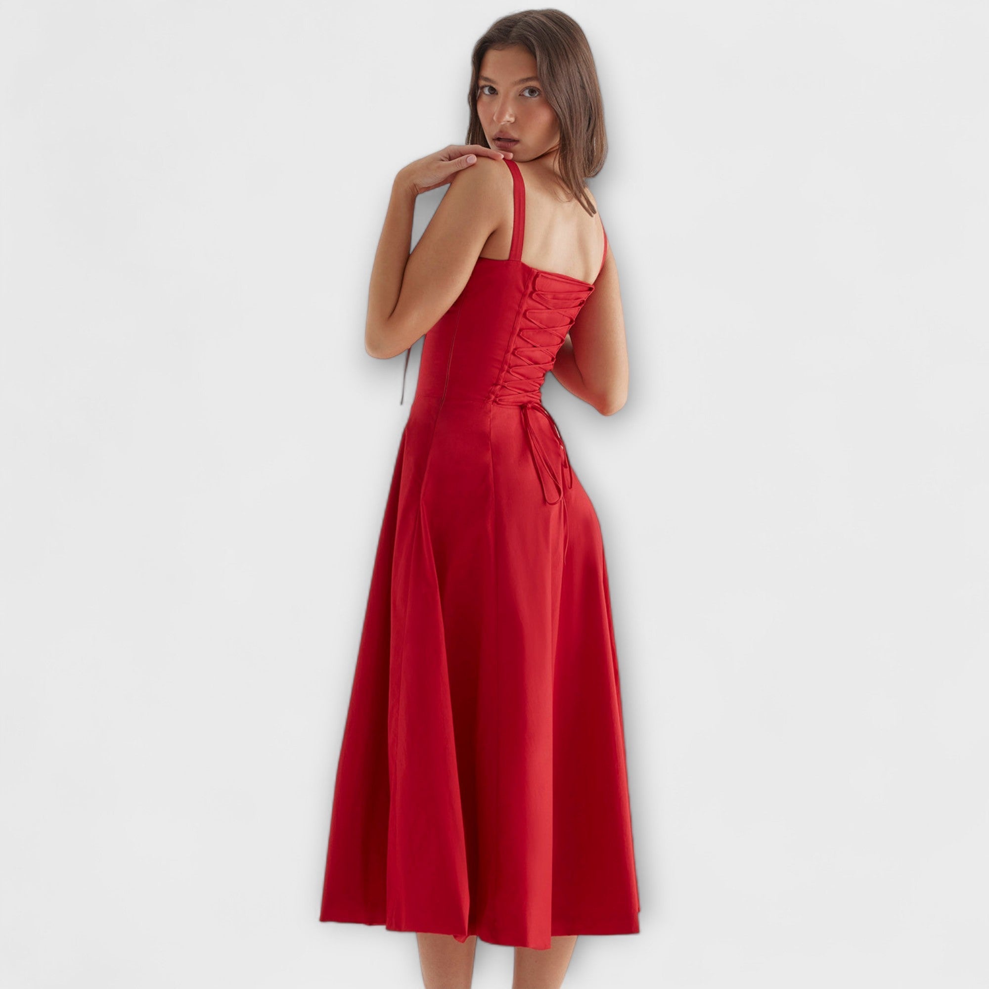 Zipporas - Fitted bustier dress with a modern spring floral print
